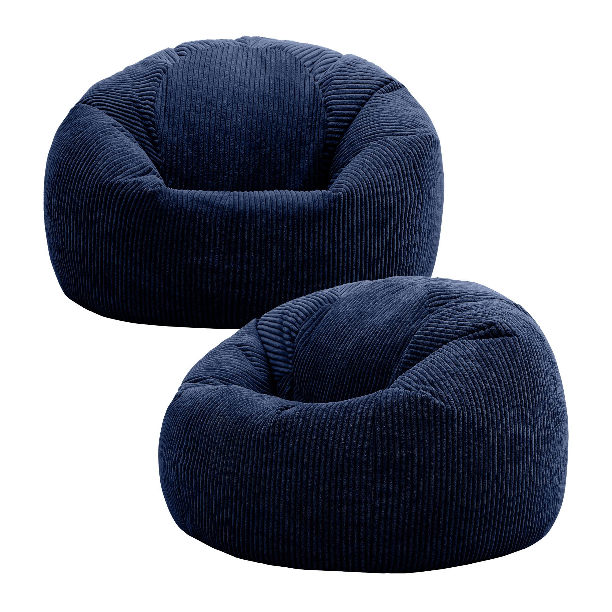 SITZSACK Klassisch Sessel aus Cord 2-tlg. - Dunkelblau, Textil (85/50/85cm) - icon
