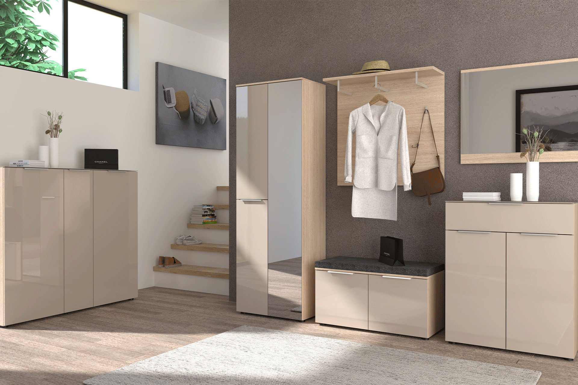 Garderoben Serie Siena: Eichefarben & Kaschmir 