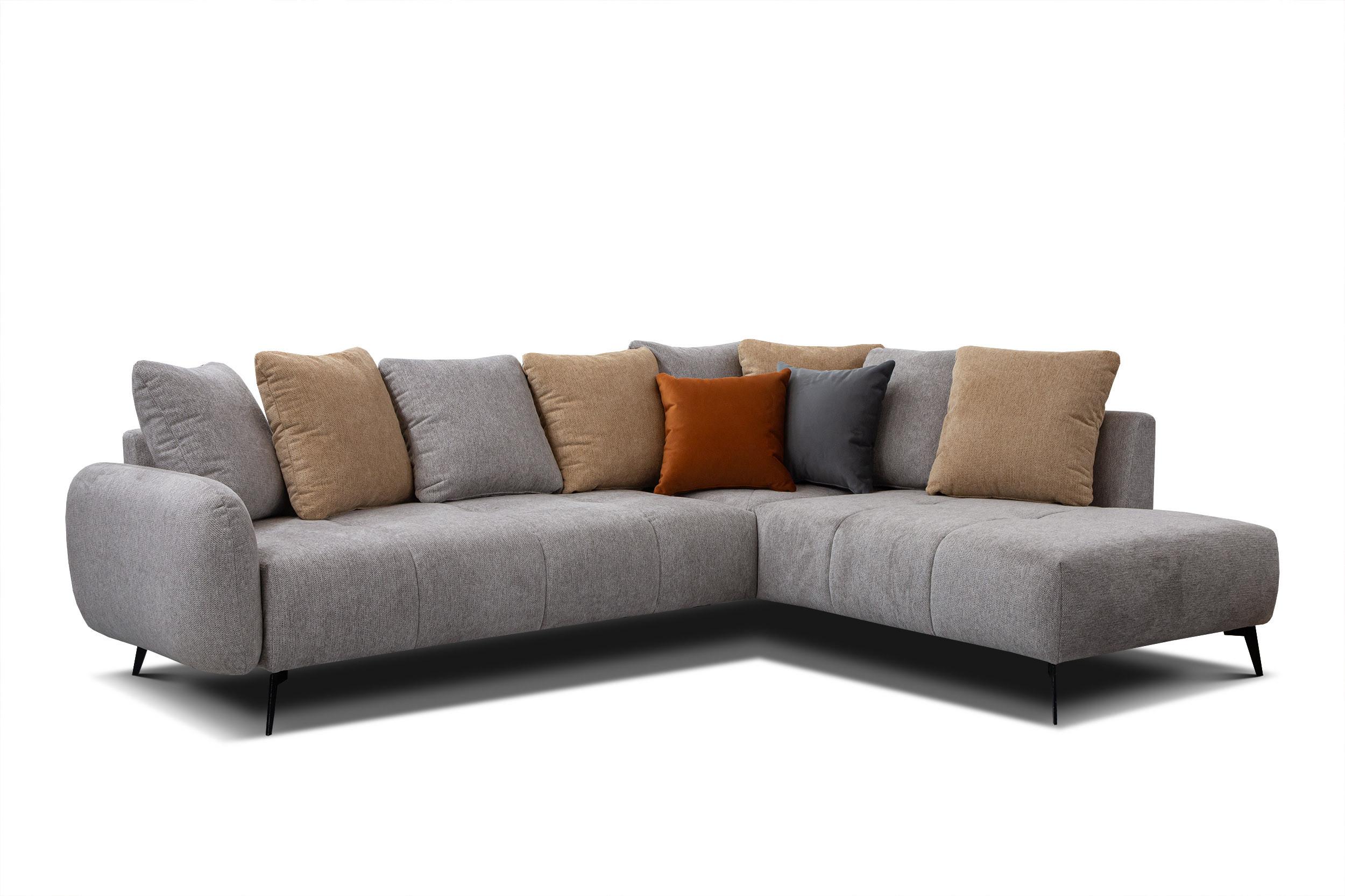 ECKSOFA EVENTO 5-Sitzer, platinfarben - Schwarz/Grau, Holzwerkstoff/Textil (266/206cm) - Wozimo