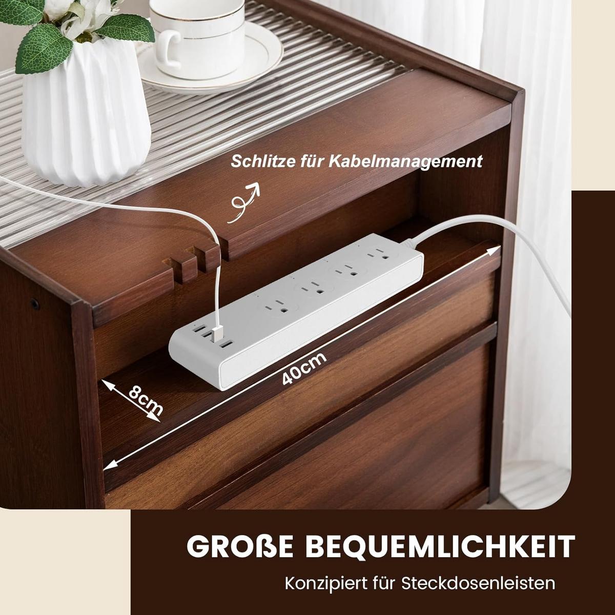 NACHTTISCH Braun(2er-Set) - Braun, Naturmaterialen - COSTWAY