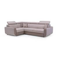 ECKSOFA MIRA Beige Geflochtener Stoff mit Schlaffunktion - Beige, Holz (263/184cm) - MASSENO