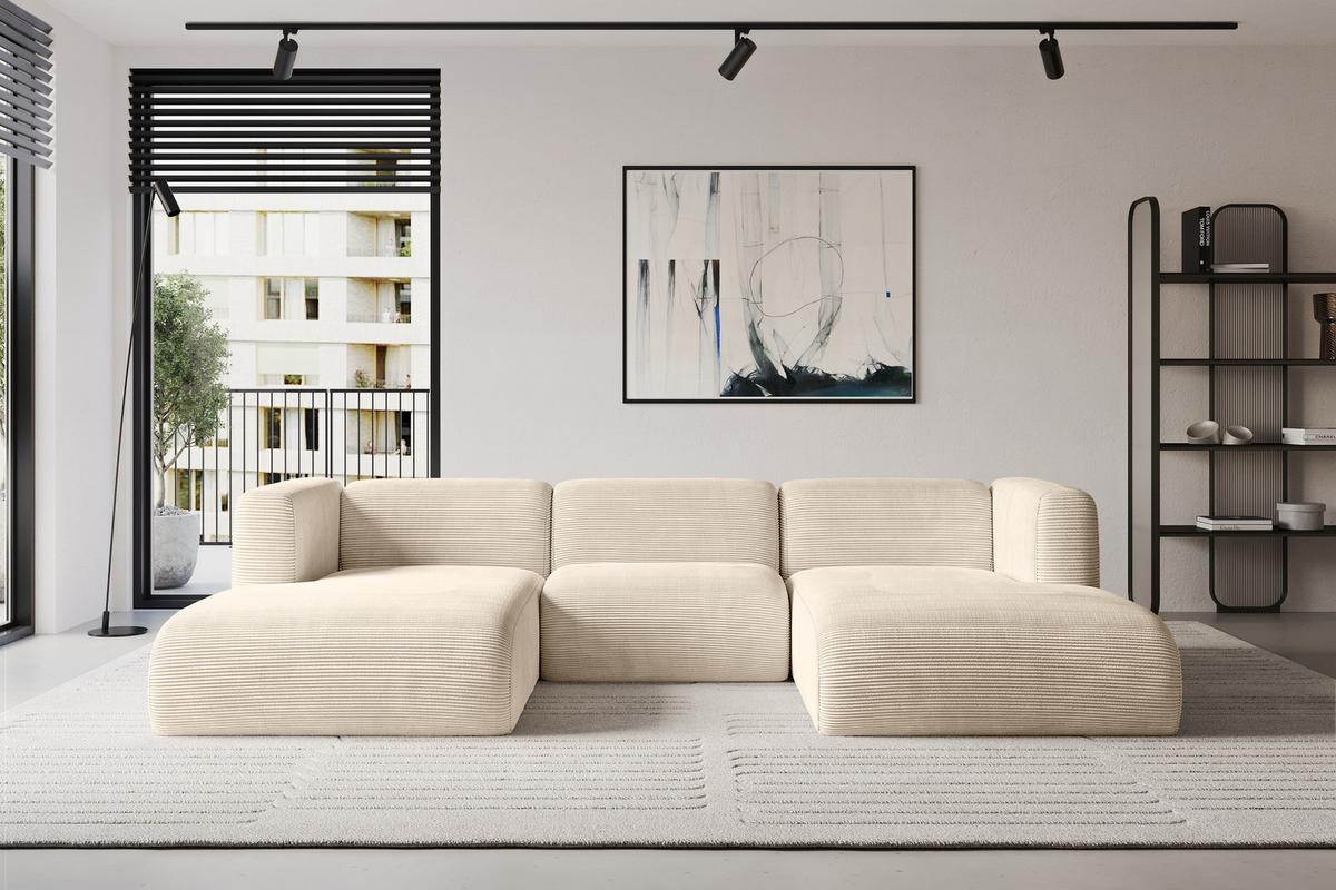 WOHNLANDSCHAFT MIRA-U1 317x179x70 Beige Cord - Sandfarben/Beige, Holzwerkstoff/Kunststoff (317/70/179cm) - ALTDECOR