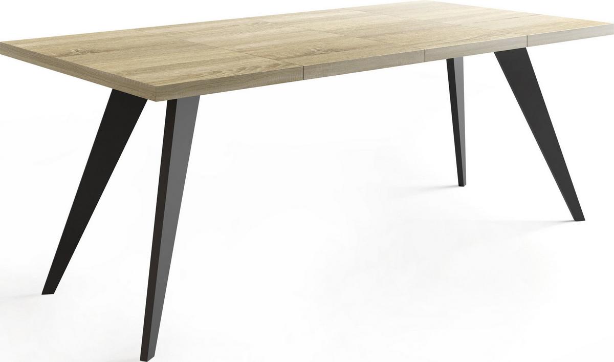 ESSTISCH Quadro quadratischer ausziehbarer, Sonoma Eiche 100-200/100/76 cm - Schwarz/Sonoma Eiche, Holz/Holzwerkstoff (100/200/76cm) - WFL GROUP