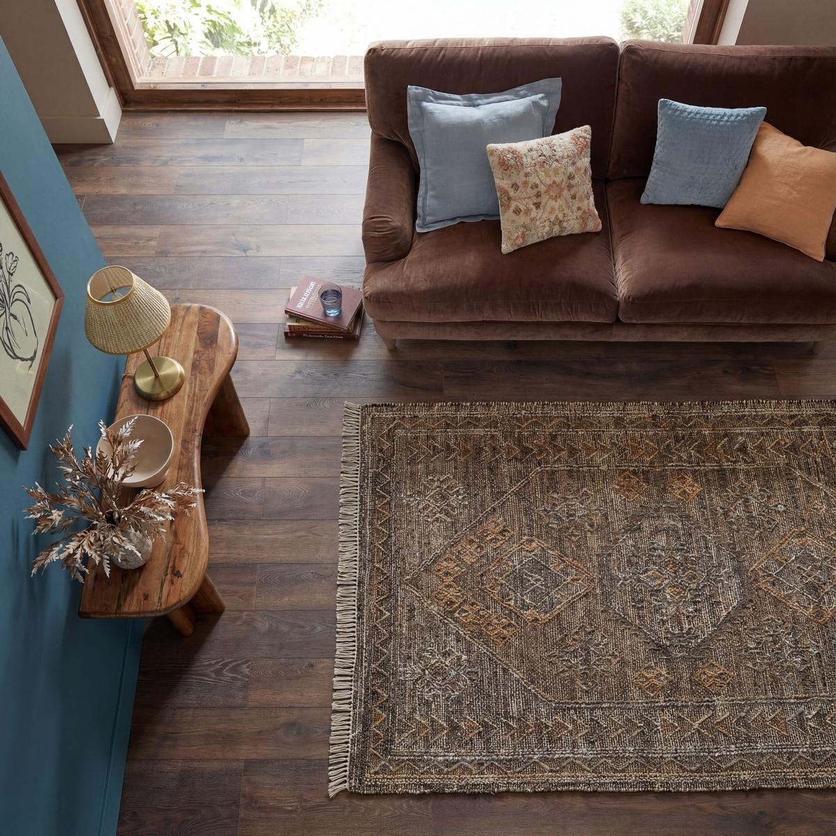 NATURTEPPICH handgewebt BERMEO, im Vintage-Stil, aus Jute, Natur, 140 x 200 cm - Beige, Textil (200/140cm) - KADIMA DESIGN