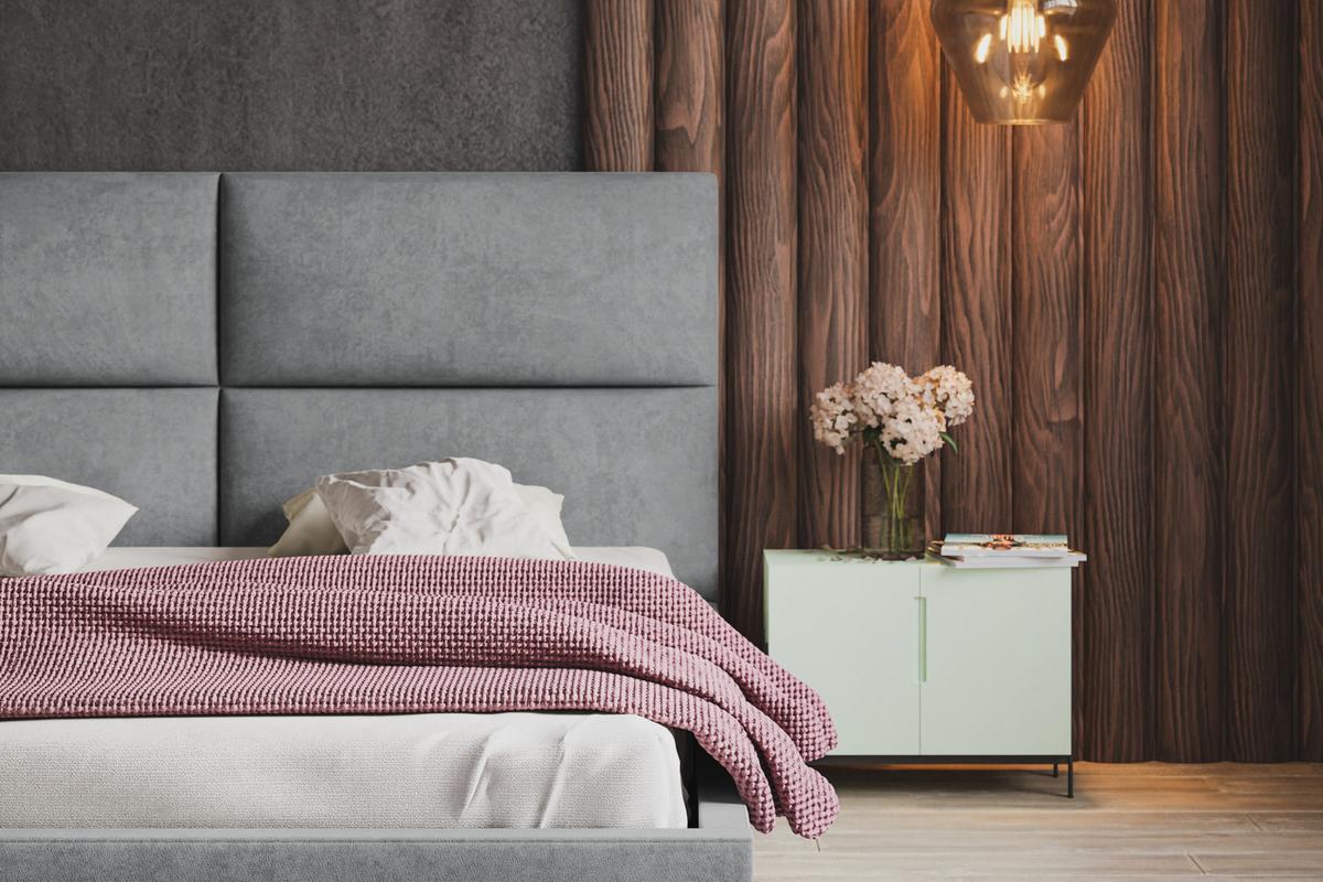 BETT 160x200 - Polsterbett mit Bettkasten und Holzrahmen - Modern Betten - Weicher Jasminstoff - Kollektion Lizbona, Grau - Grau, Holz/Kunststoff - Alpi-Möbel