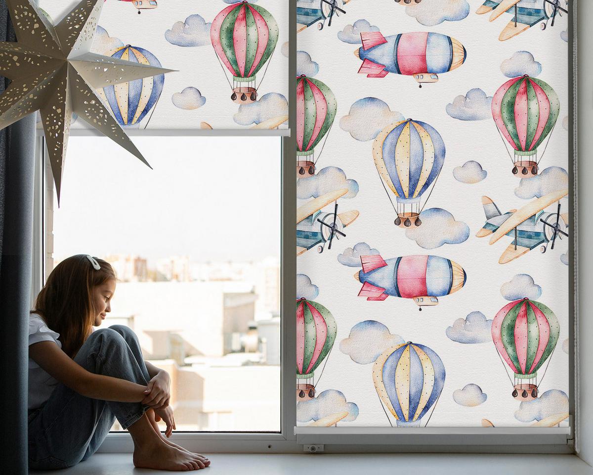 INNENROLLO - Fensterrollo - Rollo - 100x180 cm - Luftschiffe und Ballons - Blau, Kunststoff (100/180/0.5cm) - TULUP