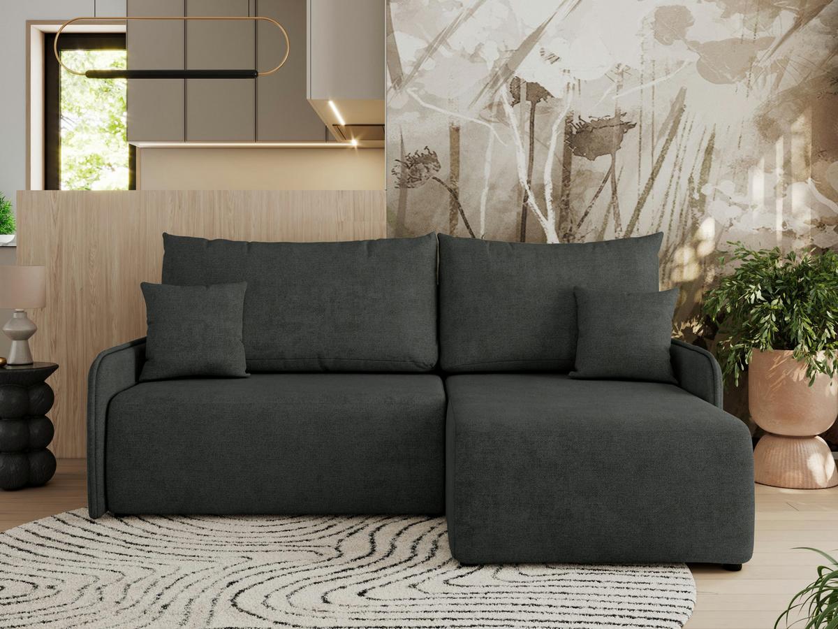 ECKSCHLAFSOFA ARPA L Dunkelgrau Struktur - rechts - Dunkelgrau/Schwarz, Kunststoff/Textil (150/198cm) - MKS