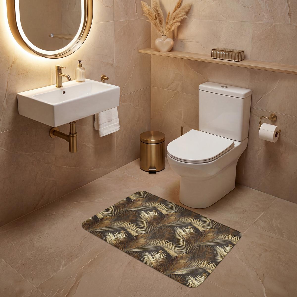 WC-VORLEGER Tropisch - Blätter - Gold Toilettenteppich 80x50 cm - Goldfarben, Textil (80/1cm) - OnlyWow