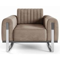 SESSEL Parissa 106 cm - Beige/Silberfarben, Holz/Metall (106/79/92cm) - Selsey