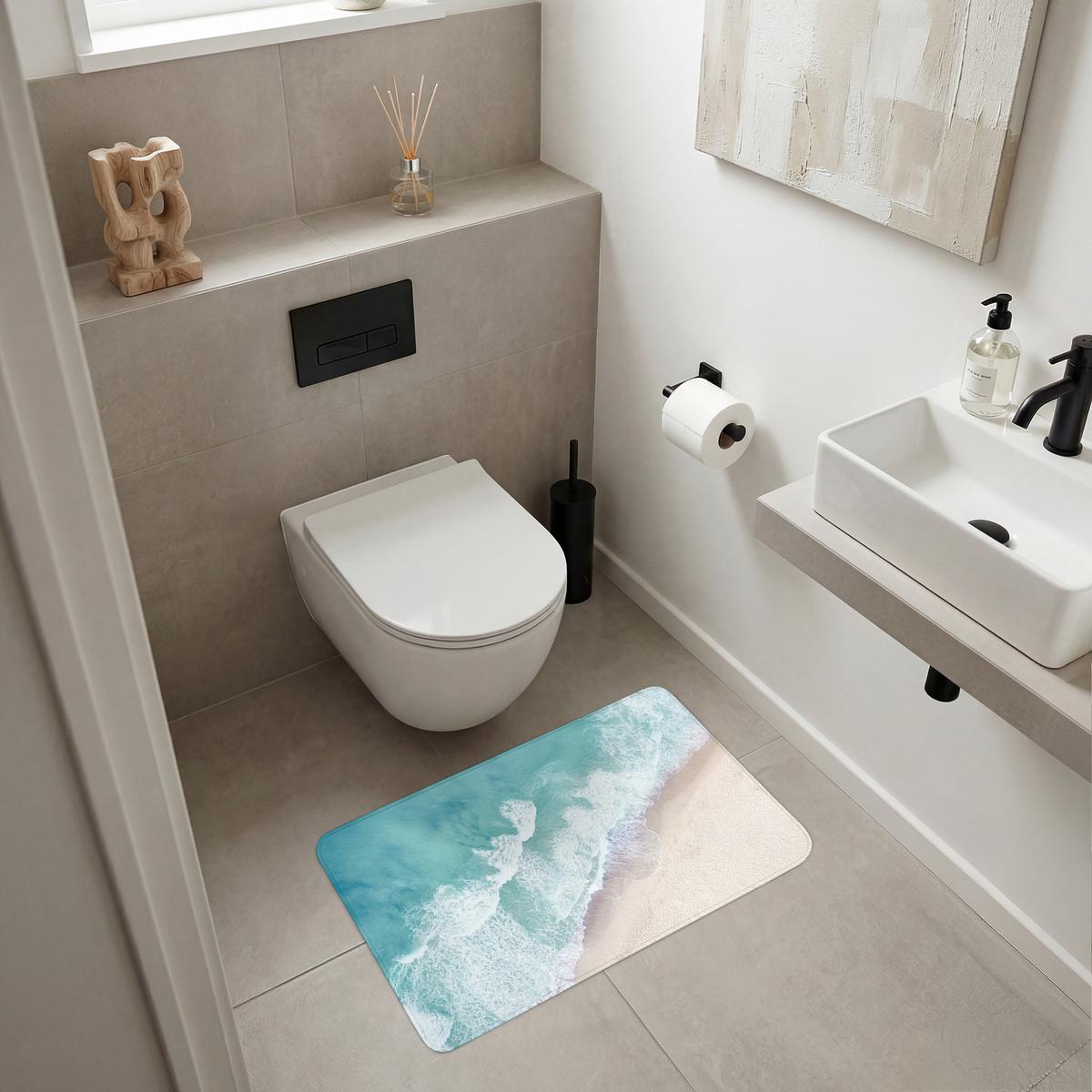 BADEMATTE Strand - Meer - Natur - Sommer 80x50 cm - Türkis, Textil (80/50cm) - OnlyWow