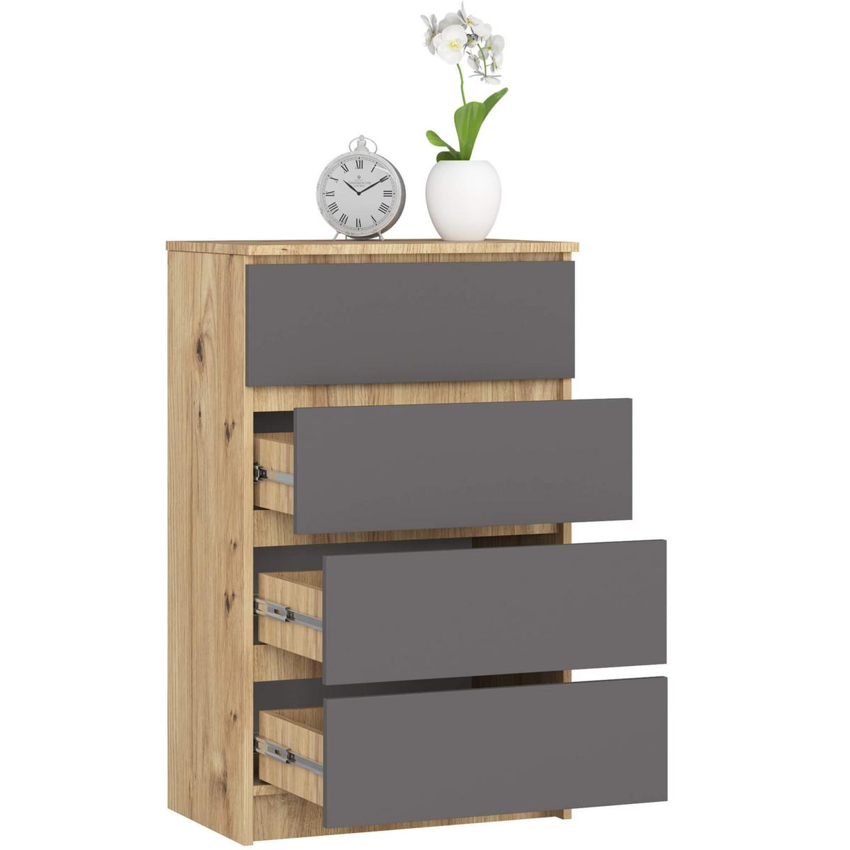 KOMMODE Eiche Artisan, Graphit Grau 99/60/40 - Eiche Artisan, Holzwerkstoff (60/99/40cm) - RAUMHIRSCH FURNITURE