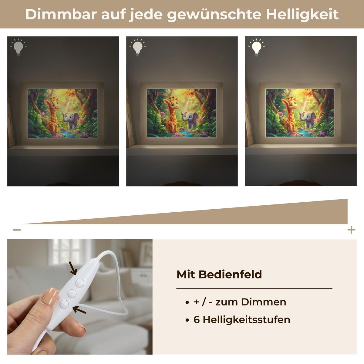 WANDLEUCHTE Giraffe - Elefant - Blumen - Dschungel 20x15 cm - Grün, Holzwerkstoff (20/15/8cm) - OnlyWow