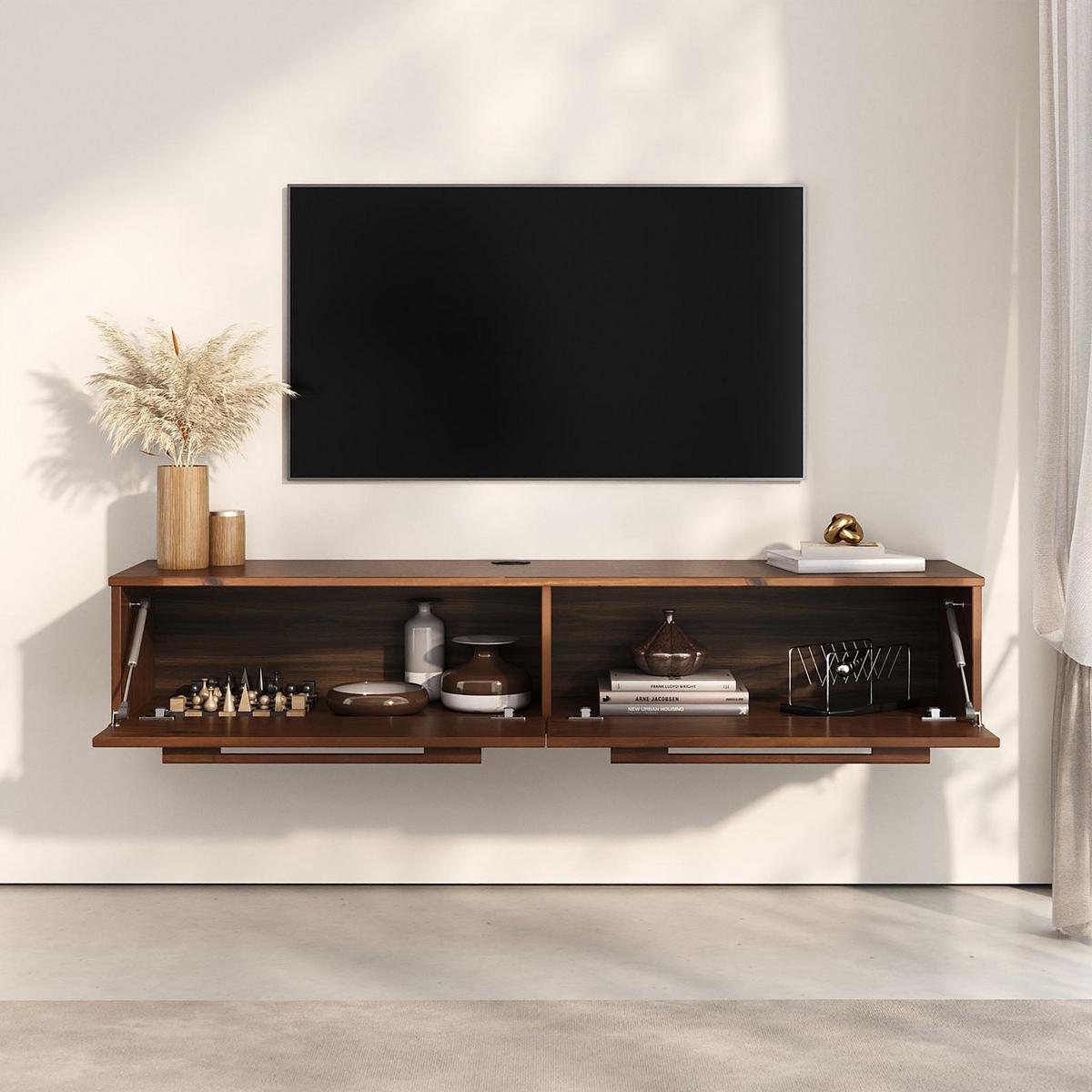 LOWBOARD TECCA - Kastanienfarben, Holz (145/26/33cm) - IDIMEX