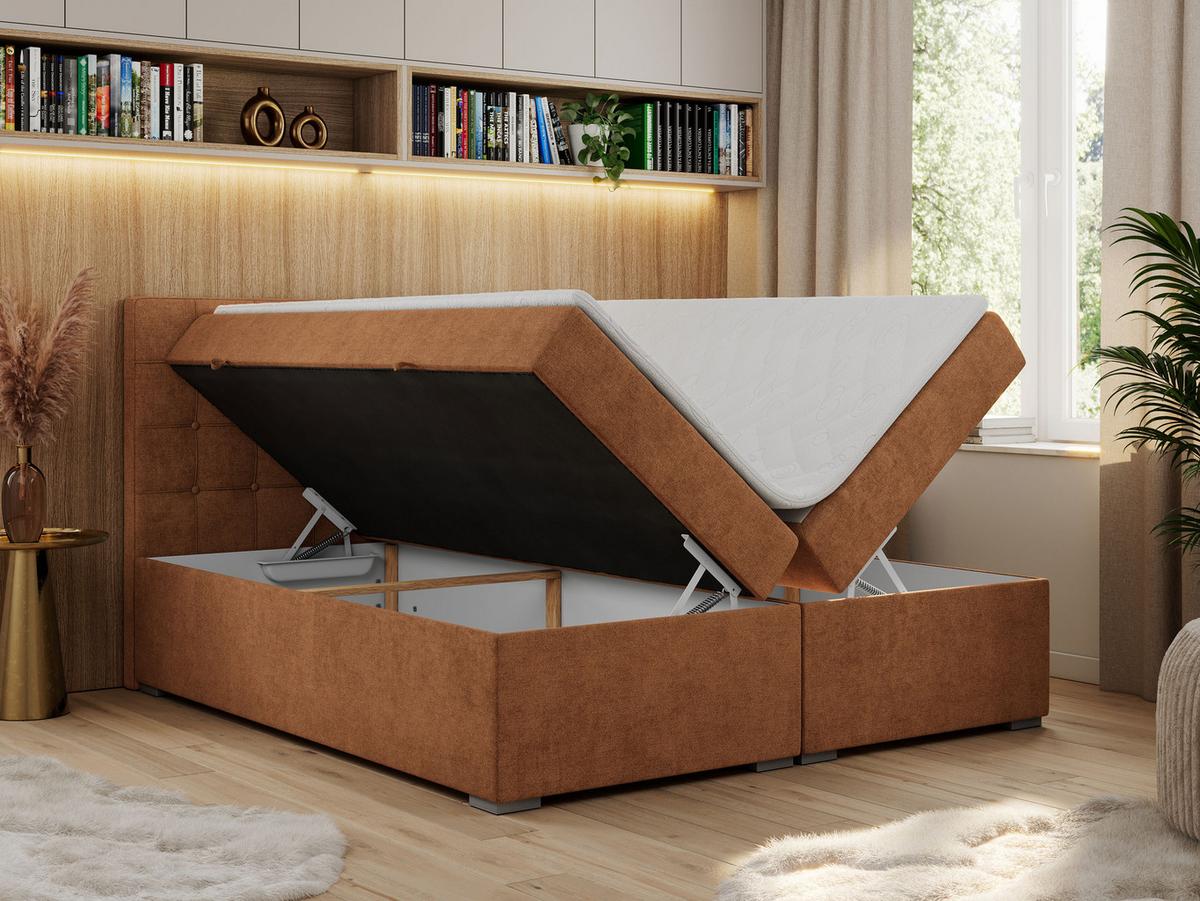 BOXBETT CARMEN 180/200 Orange Struktur - H3 - Orange, Holz/Textil (180/200cm) - MKS