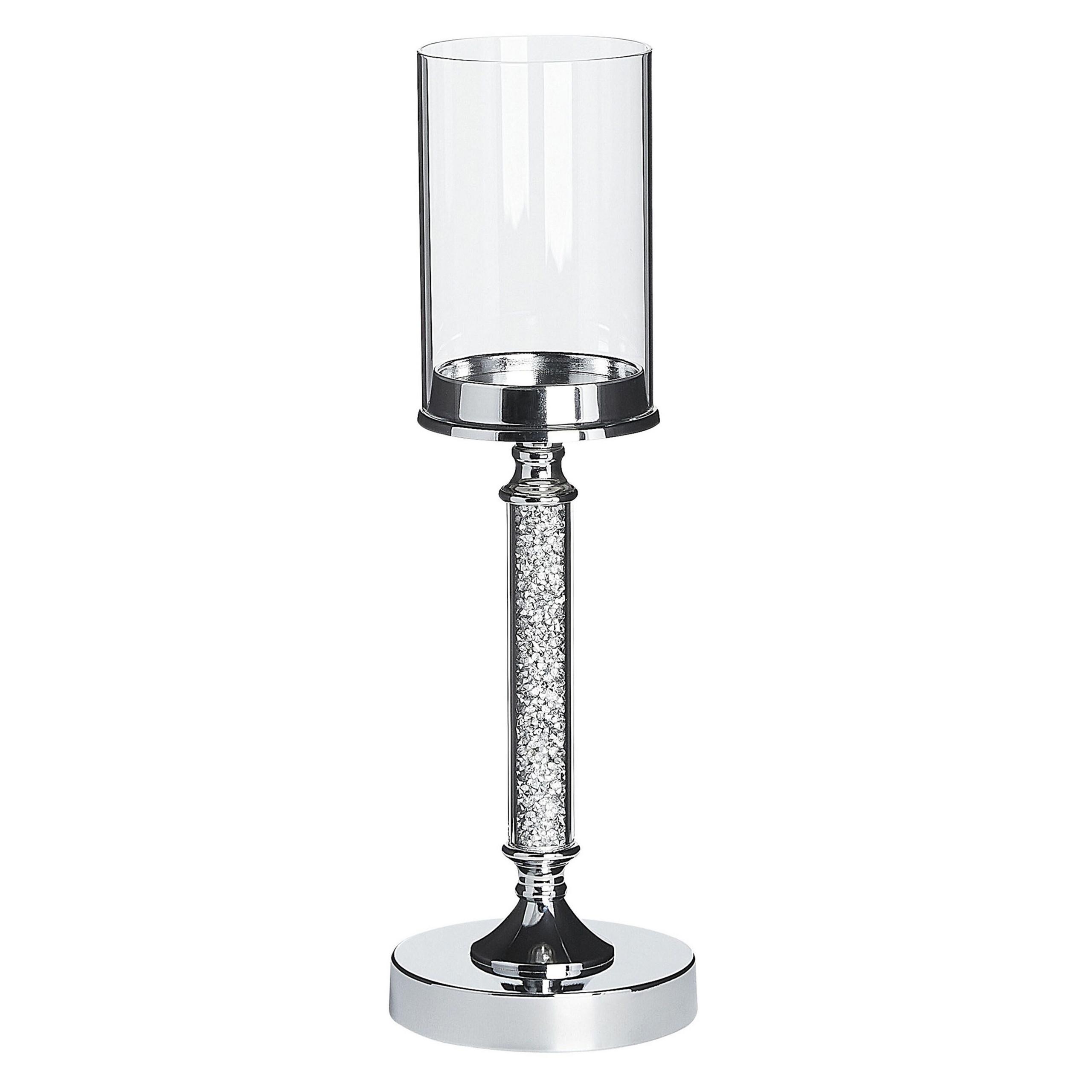 KERZENSTÄNDER Silber Abbeville - Silberfarben, Glas (13/41/13cm) - Beliani