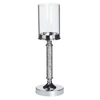 KERZENSTÄNDER Silber Abbeville - Silberfarben, Glas (13/41/13cm) - Beliani