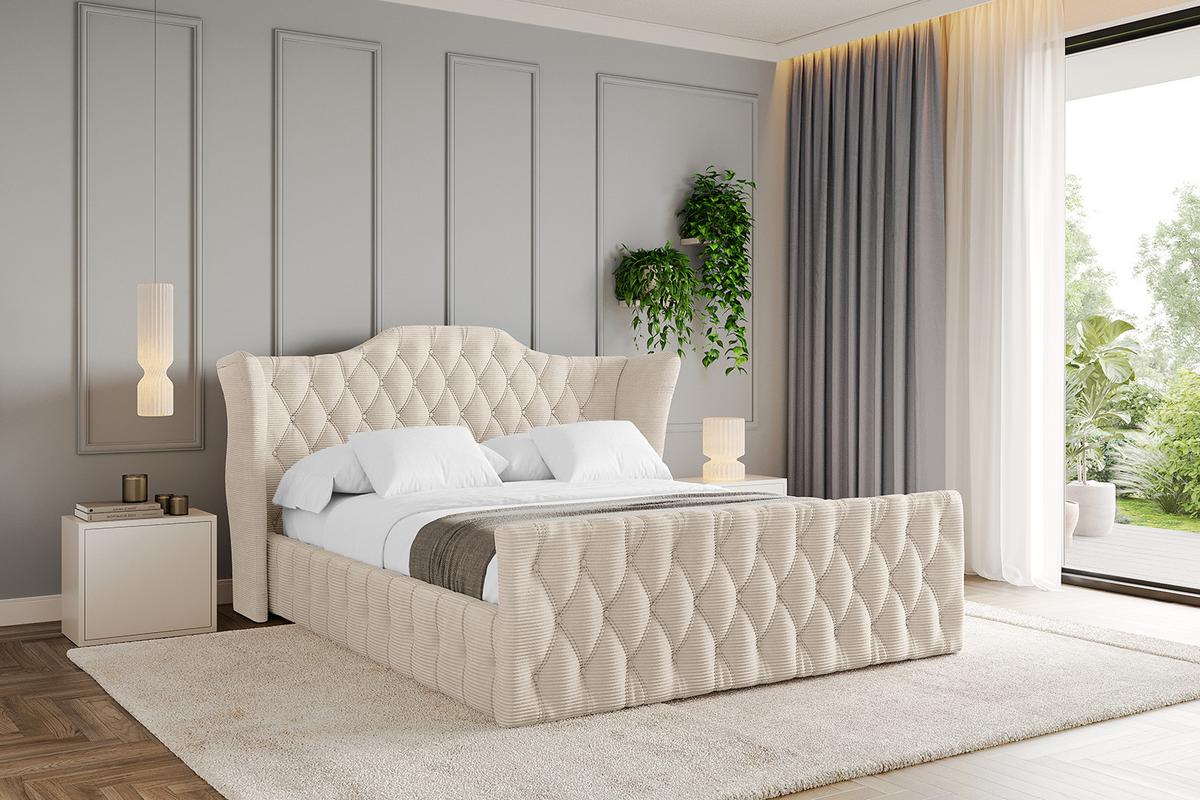 POLSTERBETT mit Bettkasten, Fußteil und Lattenrost, Boxbett ohne Matratze - MODY-Z 120x200 Beige - Creme, Holzwerkstoff/Textil (120/200cm) - ALTDECOR