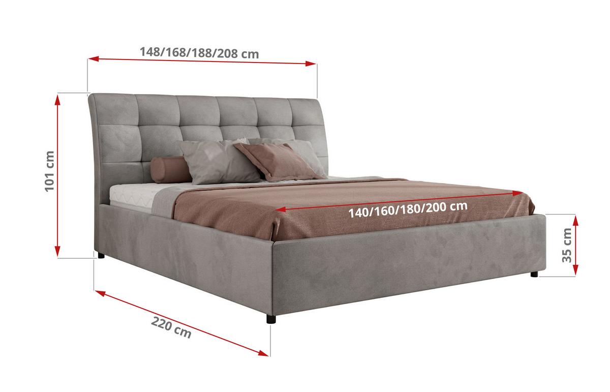 POLSTERBETT GALA CLASSIC 160/200 - Hellgrau Velvet - Multipocket-Matratze - Hellgrau, Textil (160/200cm) - MKS