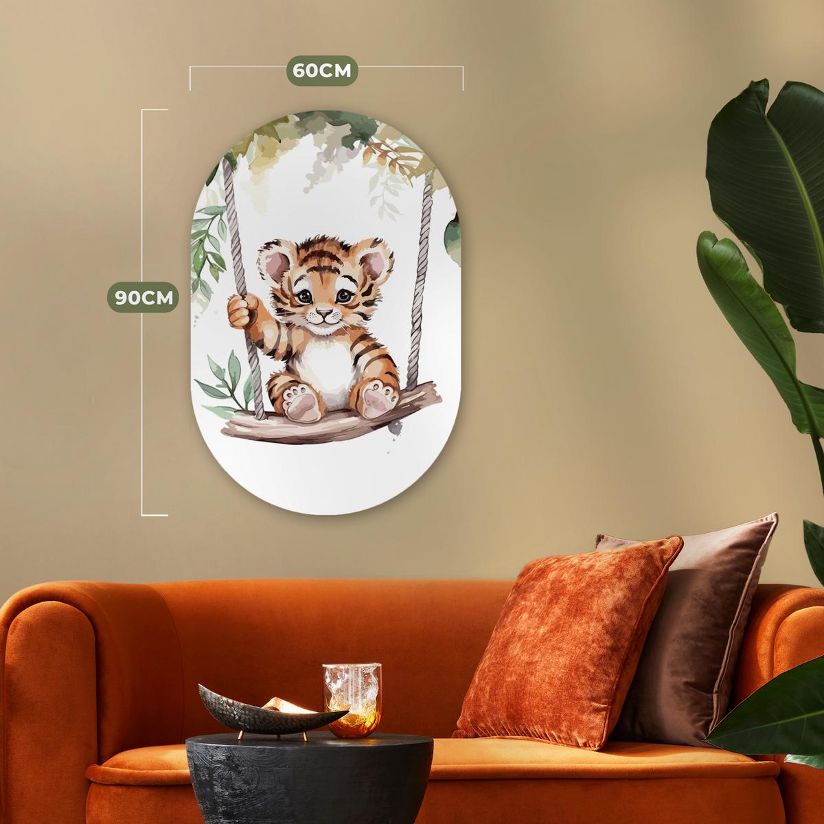 WANDBILD Tiger - Tier - Kinder - Dschungel Wanddeko Schlafzimmer 60x90 cm - Dunkelorange, Kunststoff (60/90cm) - MuchoWow
