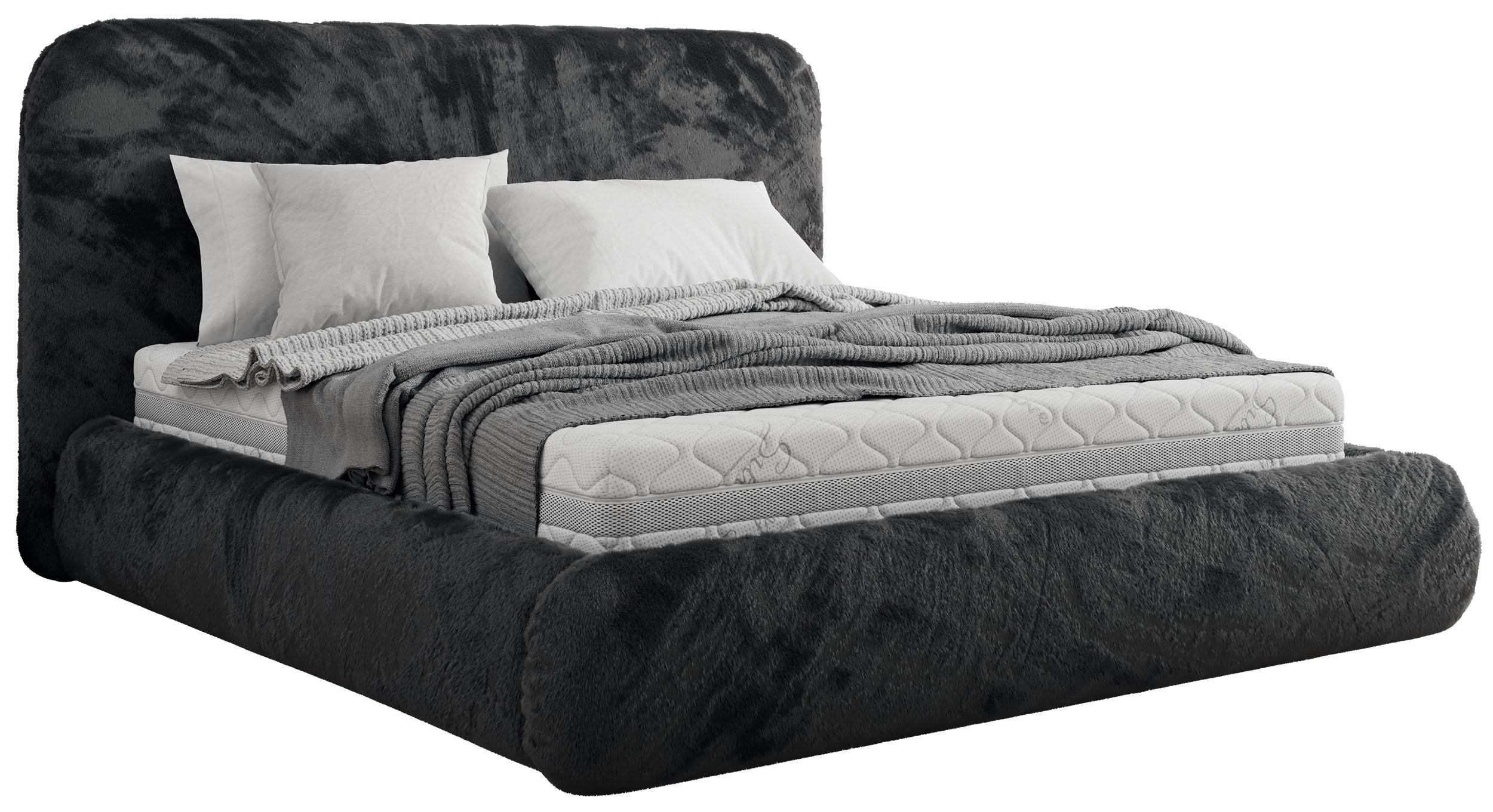 POLSTERBETT BENEA CLASSIC 160/200 - Dunkelgrau Plüsch - Multipocket-Matratze - Dunkelgrau, Textil (160/200cm) - MKS