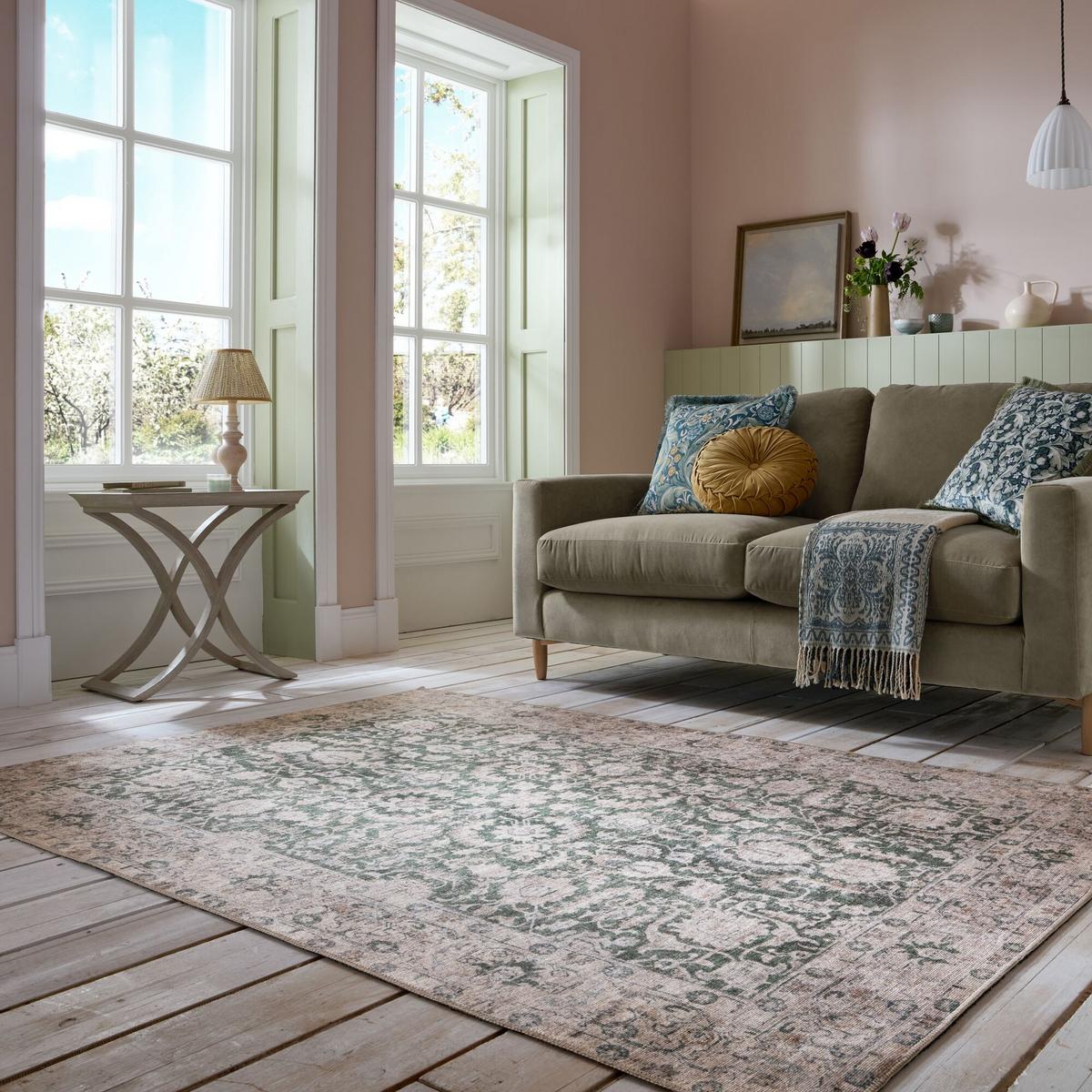 TEPPICH Waschbar HURST, orientalisch, Grün, 115 x 170 cm - Grün, Textil (170/115cm) - KADIMA DESIGN