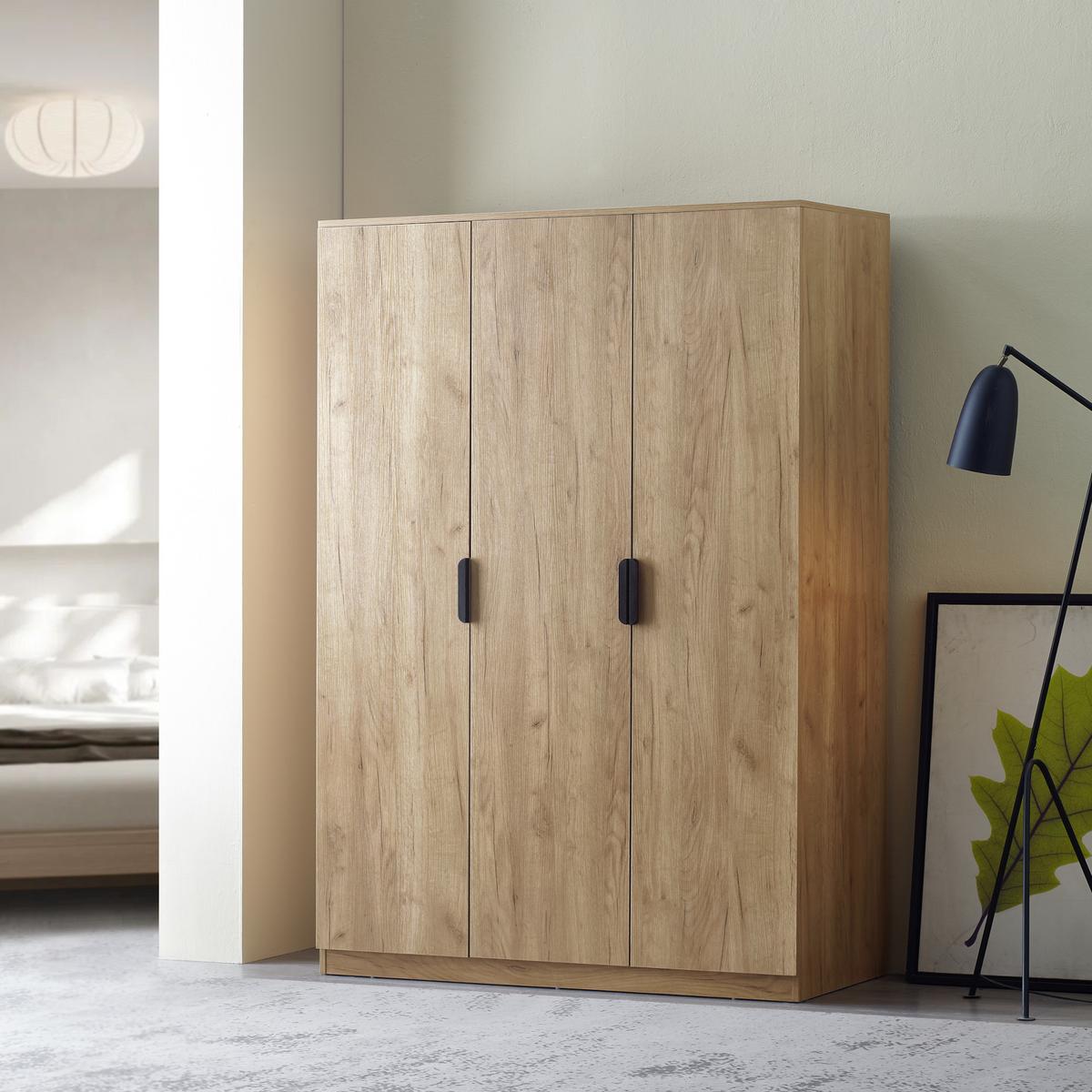 KLEIDERSCHRANK Eiselfing - Eichefarben, Holzwerkstoff (120/176/52cm) - [en.casa]