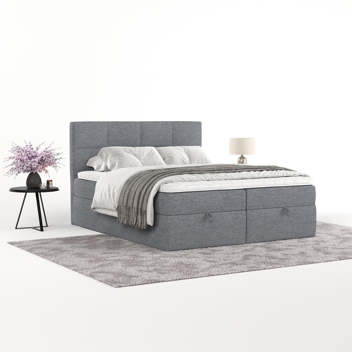 BOXBETT Velto 140/200 cm Grau im Neve Stoff - Schwarz/Grau, Holz/Holzwerkstoff (140/200cm) - AltaBeds