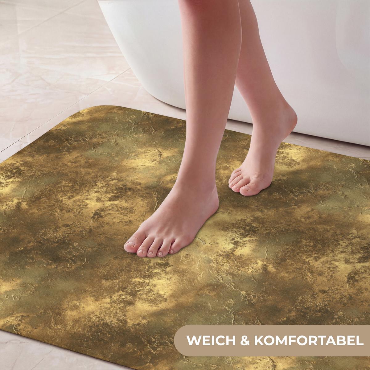 BADEMATTE Antik - Metallic-Look - Gold 90x60 cm - Goldfarben, Textil (90/60cm) - OnlyWow