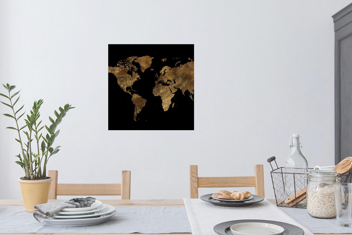 WANDTATTOO Weltkarte - Gold - Luxus - Erde - Schwarz Wanddeko 50x50 cm - Goldfarben, Kunststoff (50/50/0.1cm) - MuchoWow