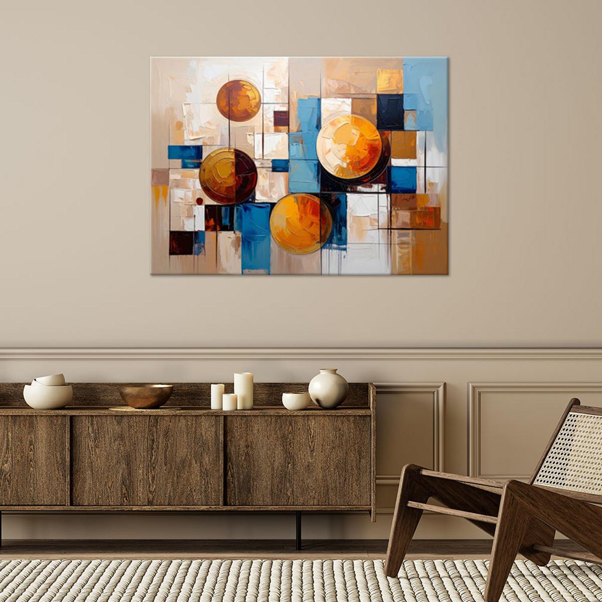 LEINWANDBILD Geometrische bunte Formen 100x70cm - Beige, Textil (100/70cm) - Feeby