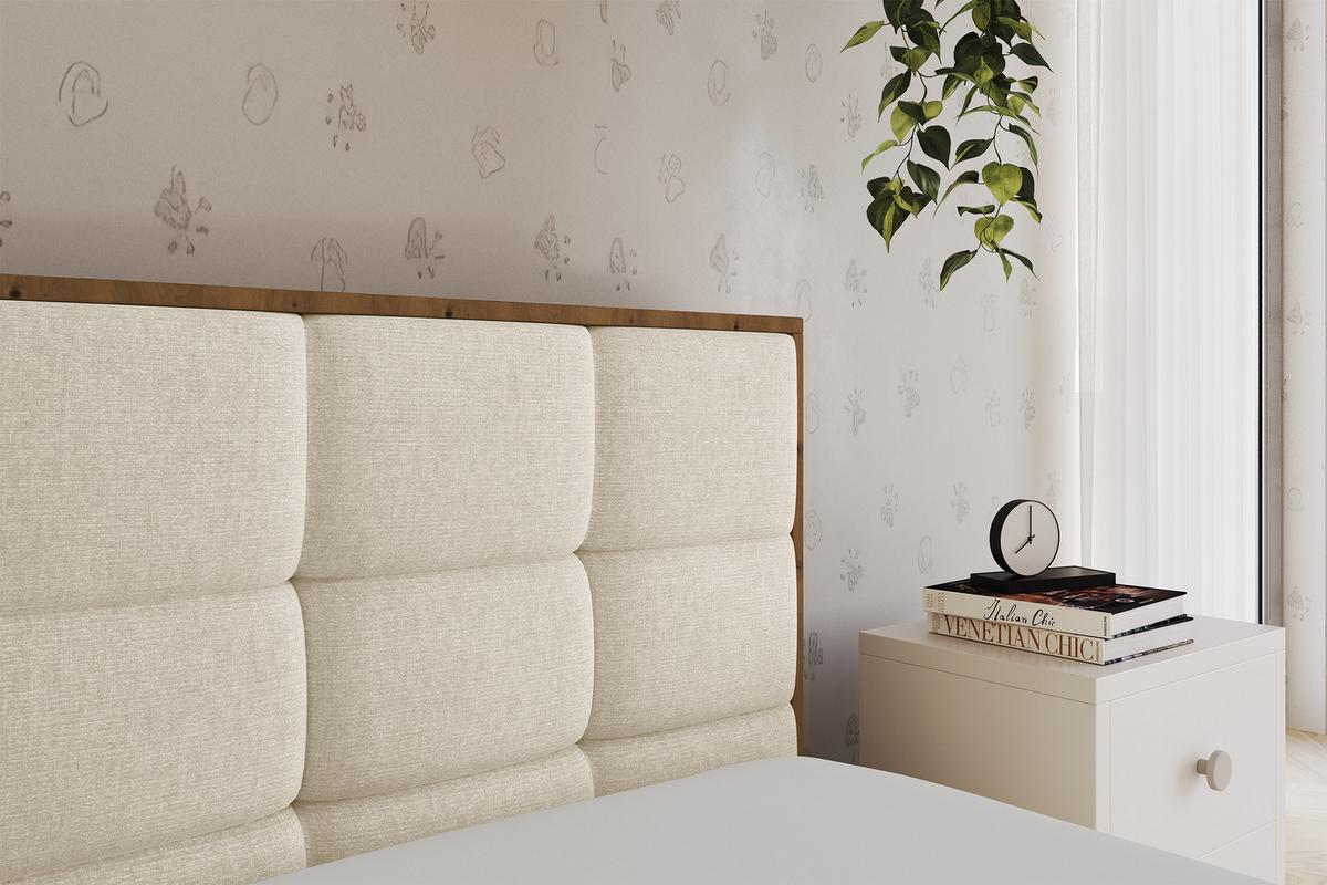 EINZELLBETT Jugendbett mit Bettkasten und Matratze H3/H4, Links - SOVY 80x200 Beige - Beige, Holzwerkstoff/Textil (80/200cm) - ALTDECOR