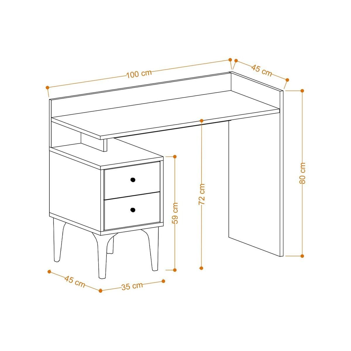 SCHREIBTISCH mit 2 Aufbewahrungsschubladen Holzdekor Eiche B100 cm - PUUK - Eschefarben, Holzwerkstoff (48/45/80cm) - Calicosy