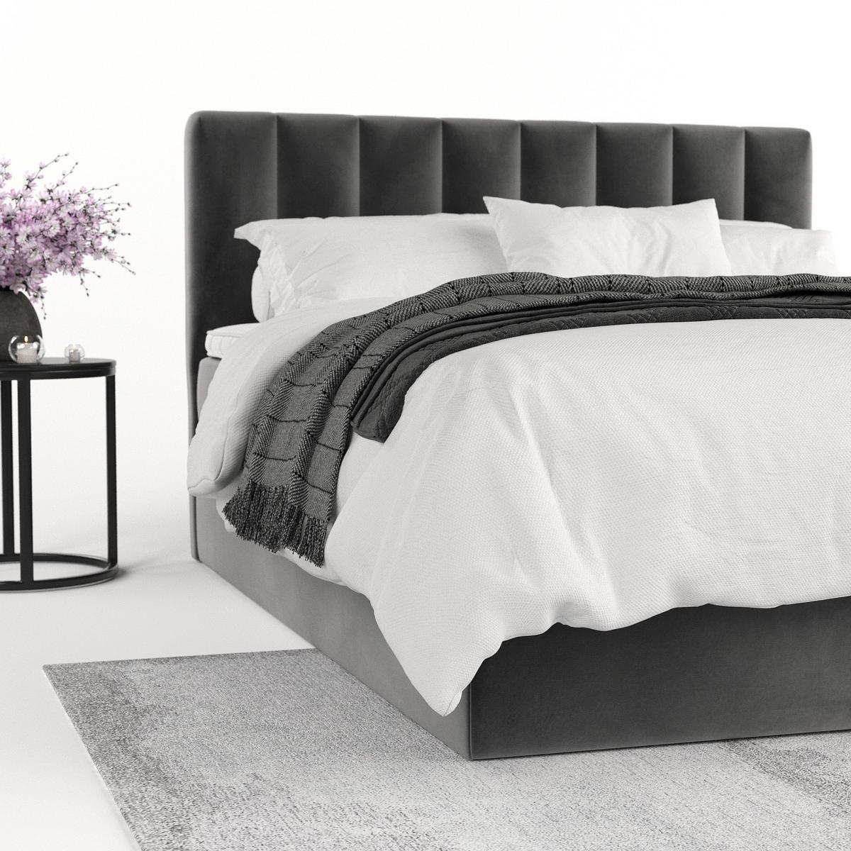 BOXBETT Lusso 200/200 cm Grau im Kronos Stoff - Schwarz/Grau, Holz/Holzwerkstoff (200/200cm) - AltaBeds