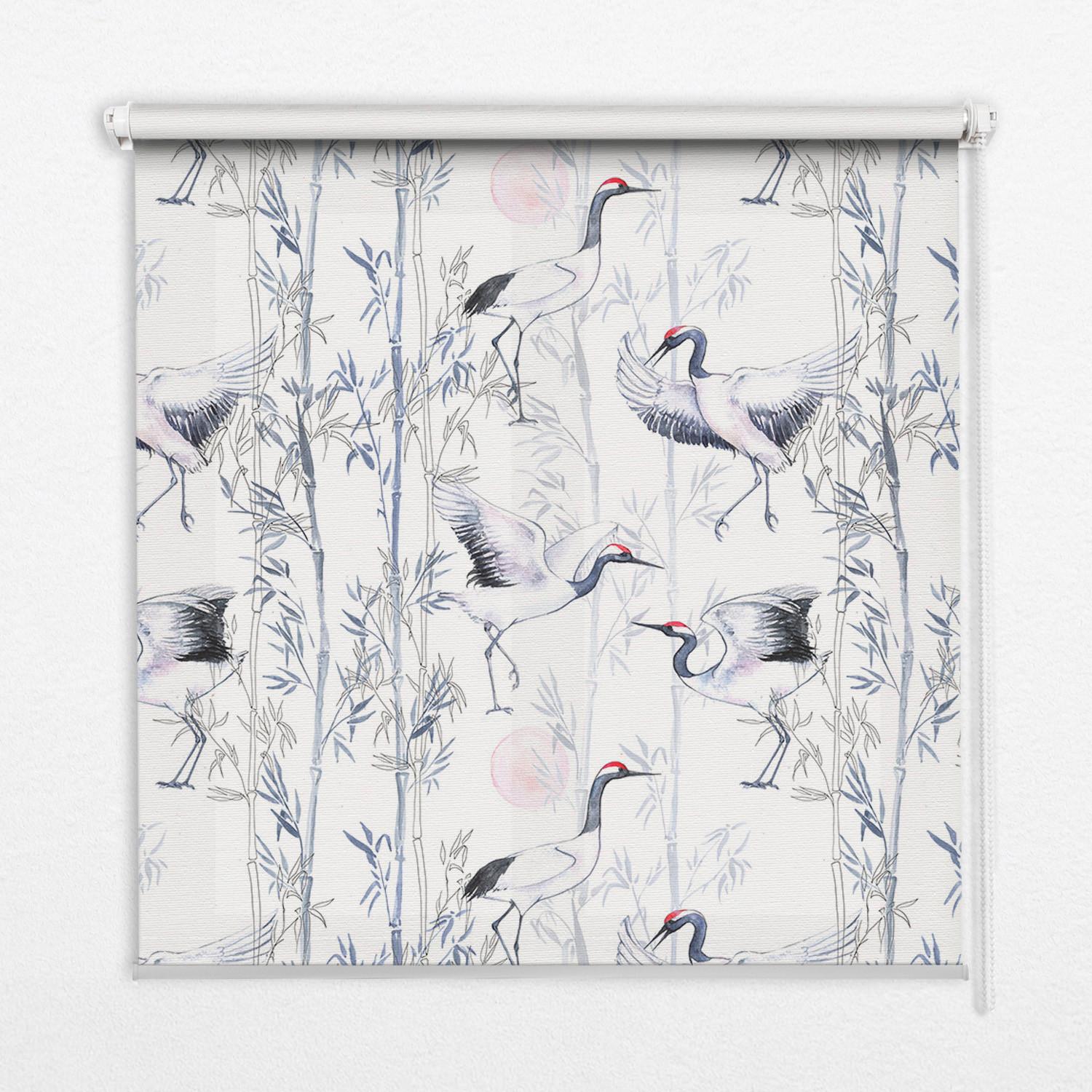 INNENROLLO - Fensterrollo - Rollo - 110x140 cm - Reiher und Bäume - Weiß, Kunststoff (110/140/0.5cm) - TULUP