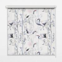 INNENROLLO - Fensterrollo - Rollo - 110x140 cm - Reiher und Bäume - Weiß, Kunststoff (110/140/0.5cm) - TULUP