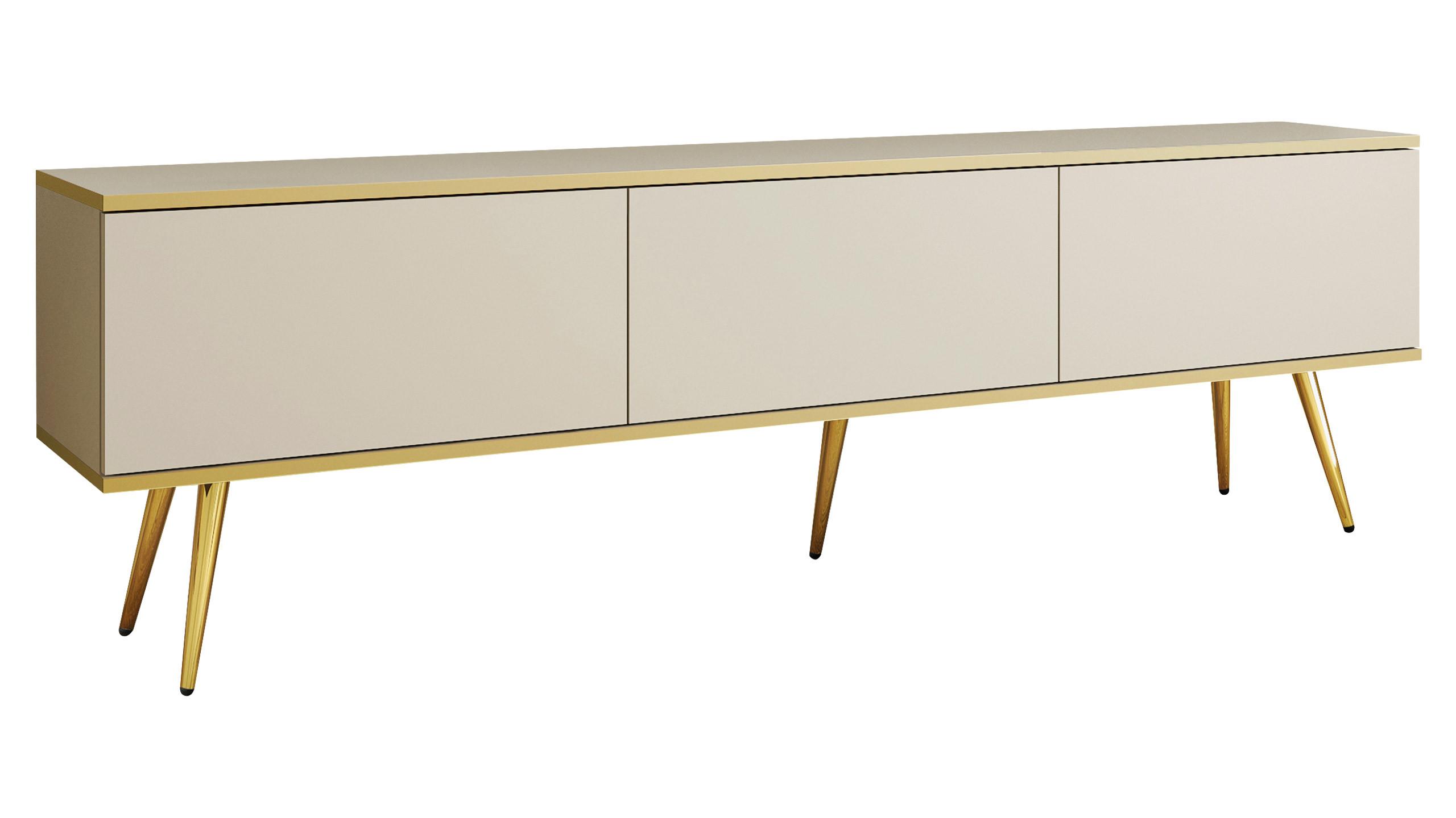 TV-LOWBOARD Oro I mit Füße - Goldfarben/Naturfarben, Holzwerkstoff/Metall (175/53/32cm) - MIRJAN24