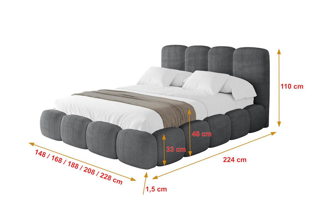 POLSTERBETT mit Bettkasten und Lattenrost, Boxbett ohne Matratze - KALA 200x200 Dunkelgrau - Anthrazit, Holzwerkstoff/Textil (200/200cm) - ALTDECOR