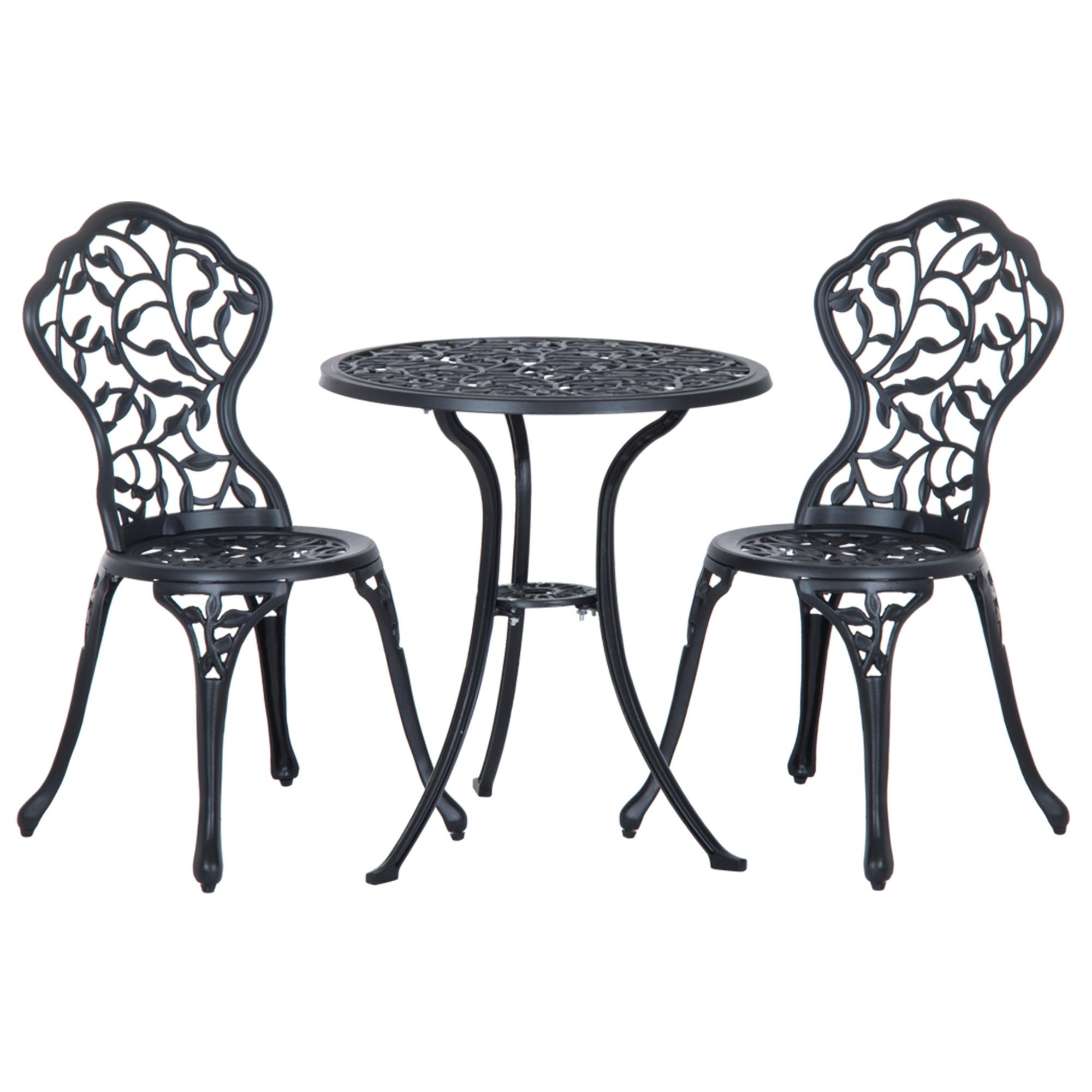 BISTROSET, Aluminiumguss, Schwarz - Schwarz, Metall - Outsunny