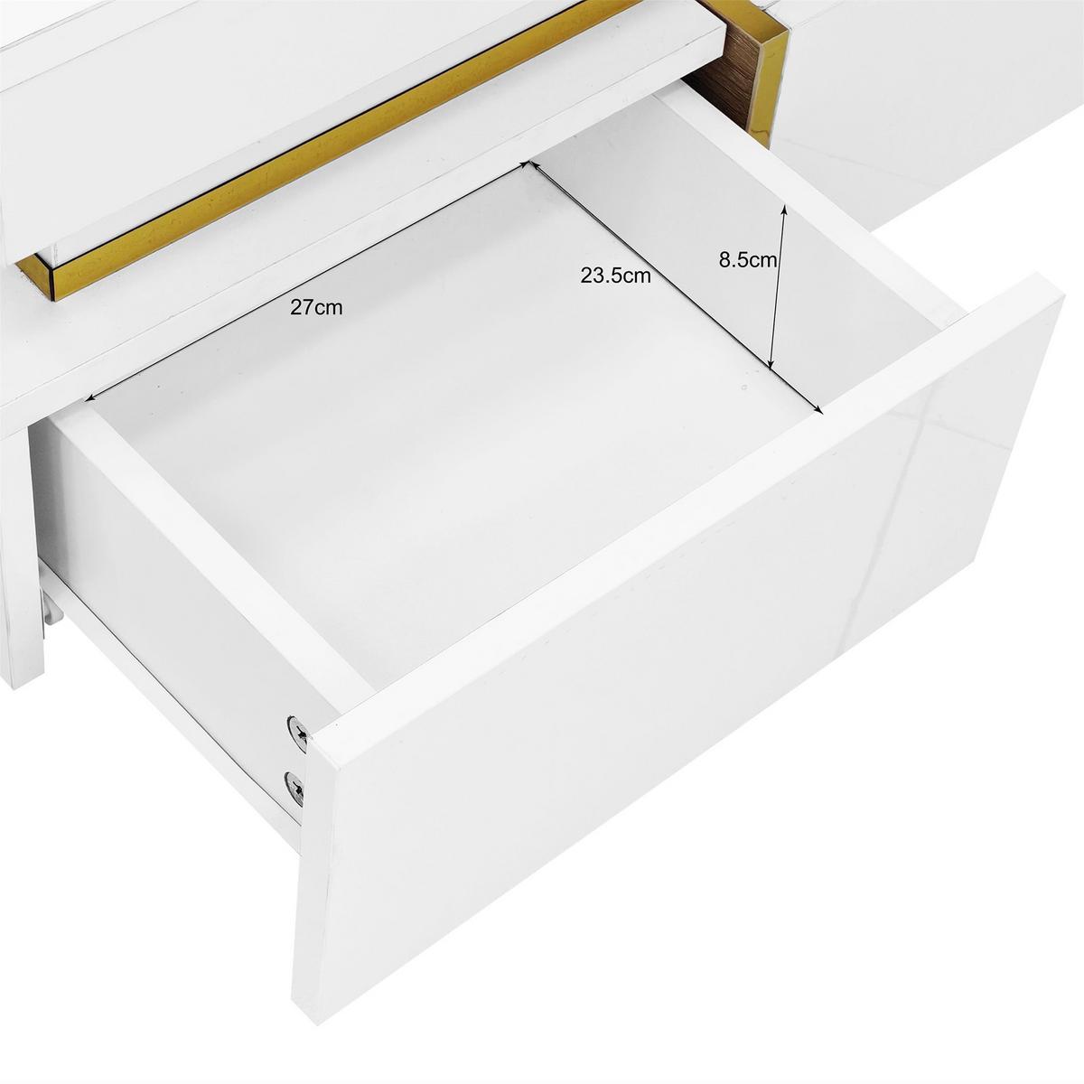 COUCHTISCH mit goldenen akzenten, 2 schubladen & kompaktes design - Weiß, Holzwerkstoff (70/70/35.5cm) - Urban Meuble
