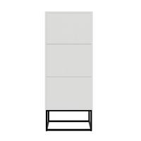 SCHUHSCHRANK Veldio mit 3 Klappen Weiß mit schwarzem Metallgestell 50 cm - Schwarz/Weiß, Holzwerkstoff/Metall (50/125/30cm) - Selsey