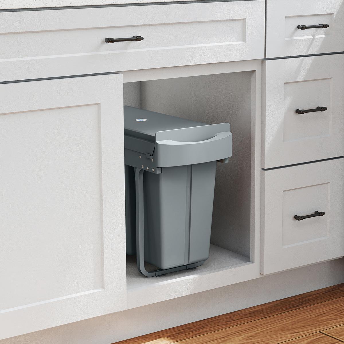 EINBAUMÜLLEIMER Kunststoff Metall Grau - Grau, Kunststoff (26/40.8/52cm) - HOMCOM