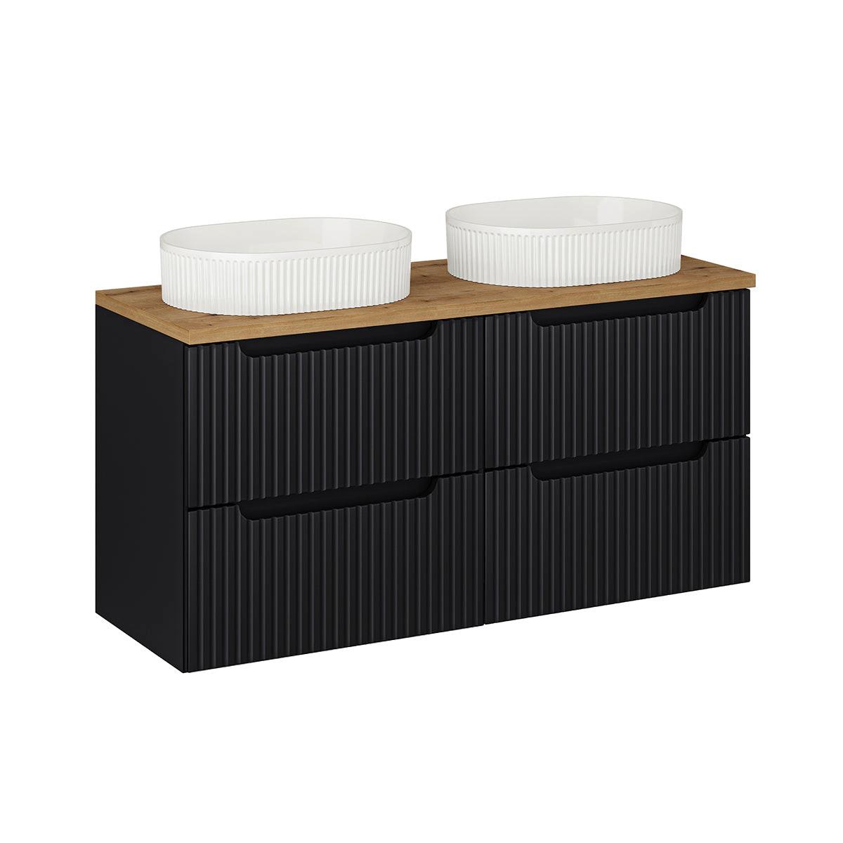 DOPPELWASCHTISCH 120.4cm Riva Schwarz und Holz - Schwarz, Holzwerkstoff (120.4/59/40cm) - Petits-meubles