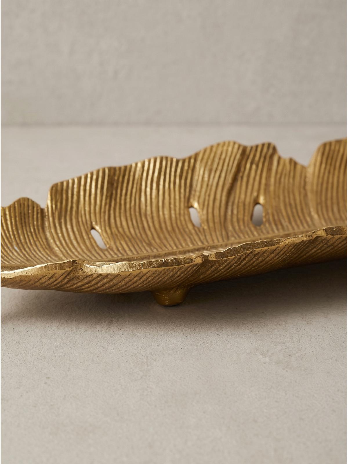 DEKOSCHALE SUBIACO, Aluminium, handgefertigt, Gold, 80 x 26 x 5 cm - Goldfarben, Metall (5cm) - KADIMA DESIGN