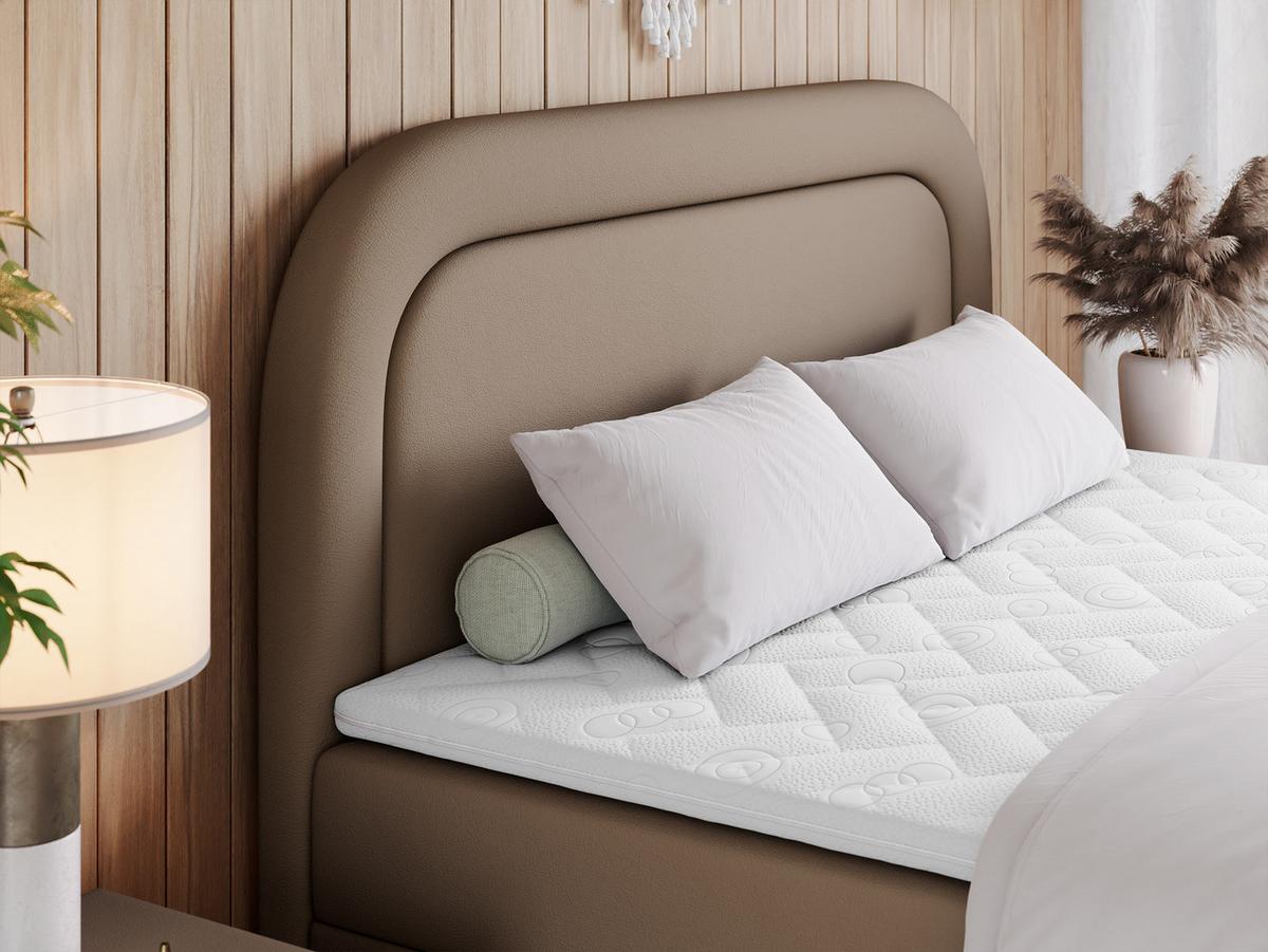 BOXBETT EIRA 140/200 Braun Kunstleder - H4 - Silberfarben/Braun, Holz/Textil (140/200cm) - MKS