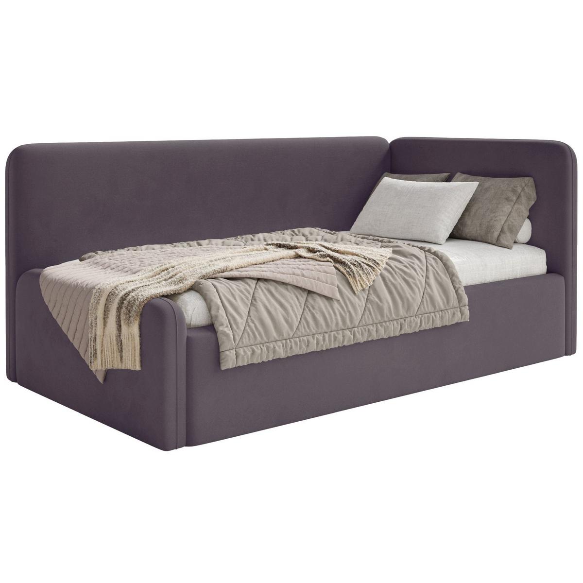 JUGENDBETT Fanko Samt Violett 90x200 cm - Lila/Schwarz, Kunststoff/Textil (90/200cm) - Selsey