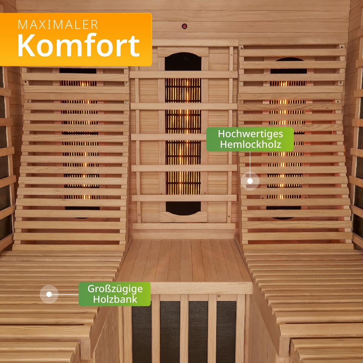 INFRAROTKABINE Helsinki 150 mit Dual-Technologie & Hemlockholz - Naturfarben, Holz (150/190/150cm) - Artsauna