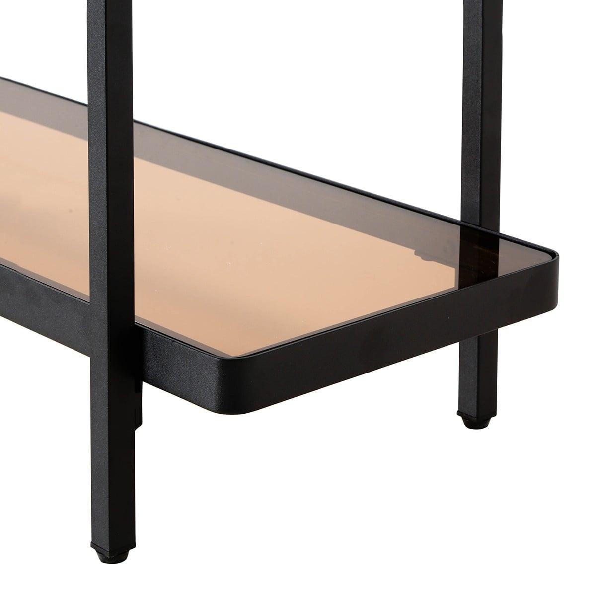 KONSOLE mit zwei Ablagen aus getöntem Glas B80 cm 30/80/80 cm - Schwarz, Metall (41.5/30/80cm) - Calicosy