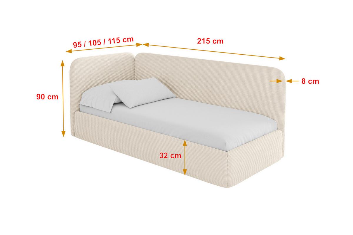 EINZELLBETT Jugendbett mit Bettkasten, Rechts - ELSY 80x200 Beige - Kaschmir, Holzwerkstoff/Textil (80/200cm) - ALTDECOR