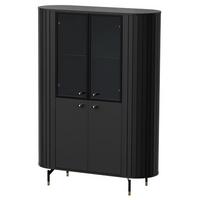 GLASVITRINE geriffelt aus MDF, Schwarz - Schwarz, Holzwerkstoff (112/155/40cm) - Idohome