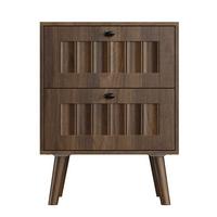 NACHTTISCH in walnuss-optik, mit 2 schubladen und massivholzbeinen - Walnussfarben, Holzwerkstoff (43.5/58/40cm) - Urban Meuble